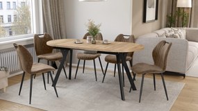 Mazzoni Ovális bővíthető ALMO asztal Craft Arany Tölgy / fekete lábakkal