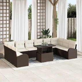 Kerti Kanapé Szett 11 pcs Barna és krémszínű 100 x 55 x 73 cm