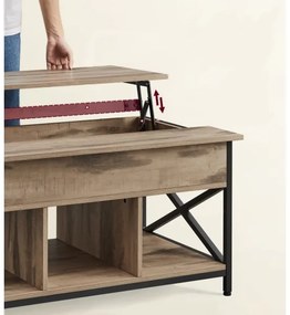 NYRO emelhető asztallappal rendelkező dohányzóasztal, barna/fekete