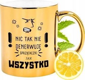 Prémium Arany Csillogó Bögre Takarítónőnek Ajándék Nyomtatott Fotóval