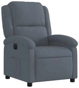 sötétszürke bársony elektromos dönthető fotel