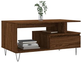barna tölgyszínű szerelt fa dohányzóasztal 90x49x45 cm