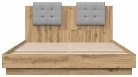 Ágykeret támlával tárolóval Artisan tölgy 160 x 200 cm Faanyag