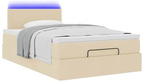 krémszínű szövet ottomán ágy matraccal &amp; LED-ek 120x190cm