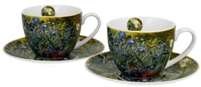 Porcelán csésze aljjal két személyes szett díszdobozban Van Gogh Íriszek