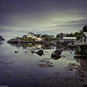 Poszter 20x20cm Norvég fjord partvonal, Assaf Frank