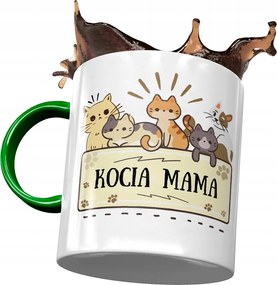 Zöld bögre cicával Aranyos ajándék fényképes nyomtatással