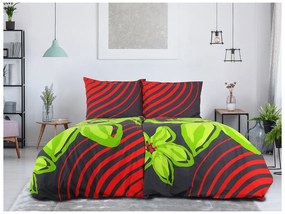 Pamut ágynemű FLOERIC piros-zöld Ágyneműhuzat mérete: 70 x 90 cm | 140 x 200 cm