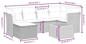 7 részes szürke polyrattan kerti ülőgarnitúra párnákkal