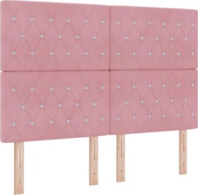 vidaXL LED Box Spring Ágy matracmal Rózsaszín 140 x 190 cm szövet