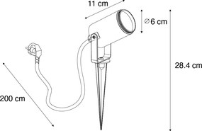 Állítható fekete tüskés lámpa IP65 - Solo Eco