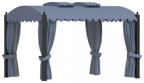 antracitszürke acélpavilon függönyökkel 3 x 4 m