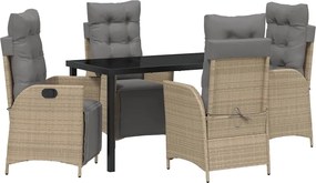 vidaXL Kert étkező szett párnával 5 pcs Bézs polirattan