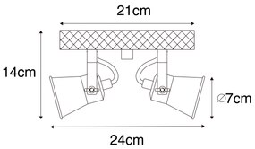 Country spotlámpa fekete fa 2-lámpás állítható - Jelle