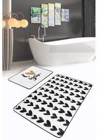 Fehér-fekete fürdőszobai kilépő szett 2 db-os 60x100 cm – Mila Home