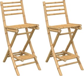vidaXL 2 db bambusz kültéri bárszékek lábtartóval összecsukható