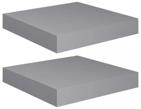 2 db szürke MDF lebegő fali polc 23 x 23,5 x 3,8 cm
