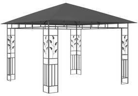 Antracitszürke pavilon szúnyoghálóval 3 x 3 x 2,73 m 180 g/m²