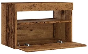 antik fa színű szerelt fa TV-szekrény LED-ekkel 60x35x40 cm