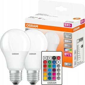 2x Led izzó A60 E27 9W 60W Osram Rgbw Távirányító