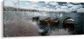 Kép - Fa csónak a tón (120x50 cm)