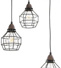 ONLI - Csillár zsinóron PÓK 3xE27/15W/230V fekete/barna