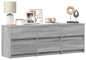 szürke sonoma színű szerelt fa LED-es TV-szekrény 140x34x50 cm
