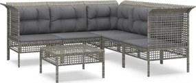 vidaXL 6 részes szürke polyrattan kerti ülőgarnitúra párnákkal