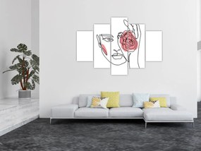 Kép - Line art arc rózsával (150x105 cm)