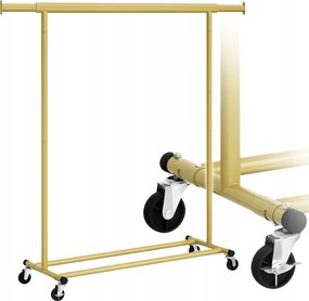 Mobil ruhaakasztó világos arany színben, extra alsó polccal a dobozok számára