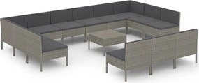 vidaXL 14 részes szürke polyrattan kerti ülőgarnitúra párnákkal