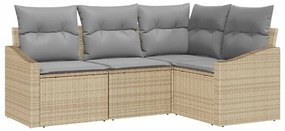 vidaXL Kanapé Szett párnával 4 pcs Bézs polirattan