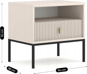 Éjjeliszekrény bordázott kivitelben, kasmír színben MARCOS