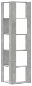 5 szintes betonszürke szerelt fa sarok könyvespolc 50x50x179 cm