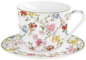 Porcelán virág mintás nagy reggeliző teáscsésze 370 ml díszdobozban Garden Dreams