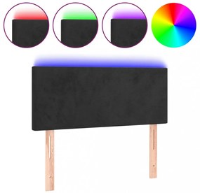 fekete bársony LED-es fejtámla 80 x 5 x 78/88 cm