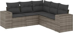 vidaXL 5 részes szürke polyrattan kerti ülőgarnitúra párnákkal