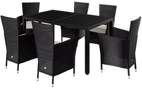 Casaria® Kerti rattan szett Berlin WPC 1+6 - fekete