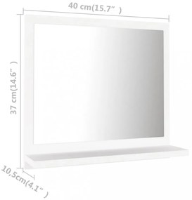 fehér szerelt fa fürdőszobai tükör 40 x 10,5 x 37 cm