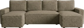 AKCIÓ Kinyitható U alakú ülőgarnitúra SMART BOUCLE 303x143 cm, sötét bézs II. osztály