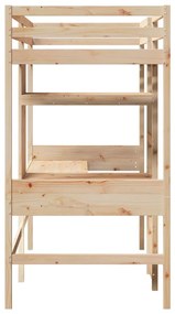 tömör fenyő galériaágy-keret matrac nélkül 75 x 190 cm