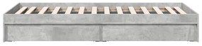 betonszürke szerelt fa ágykeret fiókokkal 75 x 190 cm
