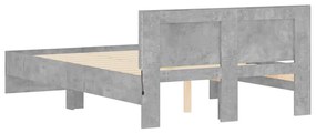 betonszürke ágykeret fejtámlával és LED-del 135x190 cm