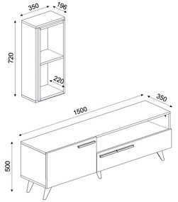 Nappali fal Sepada 2 (zafír tölgy + fehér) . 1095594