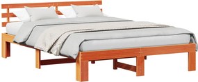 vidaXL Ágykeret fejtámlával Faggyú barna 150 x 200 cm Tömör fenyőfa