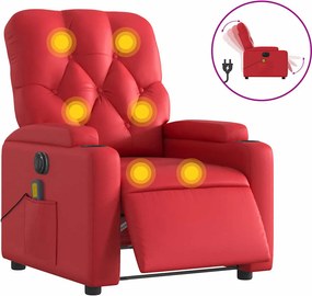 vidaXL bordó műbőr elektromos dönthető masszázsfotel