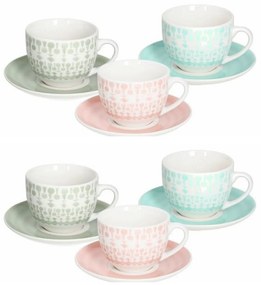 Gipsy Soft 6 db Kávés készlet kistányérral, Tognana, 250 ml, porcelán, többszínű