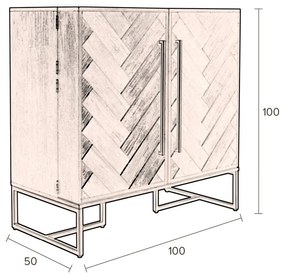 Bortartó szekrény egzotikus fa dekorral 24 palackhoz, 100x100 cm Class - Dutchbone