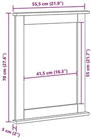 Tükör tükörrel VIGO Fehér 55.5 x 5 x 70 cm Tömör fenyőfa