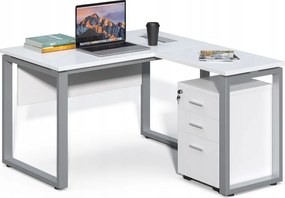 Sarok íróasztal konténerrel Houseland Prime Home 01 120 cm fehér